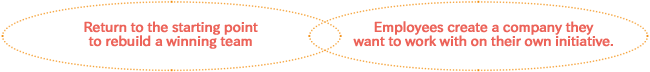 Return to the starting point to rebuild a winning team/Employees create a company they want to work with on their own initiative.
